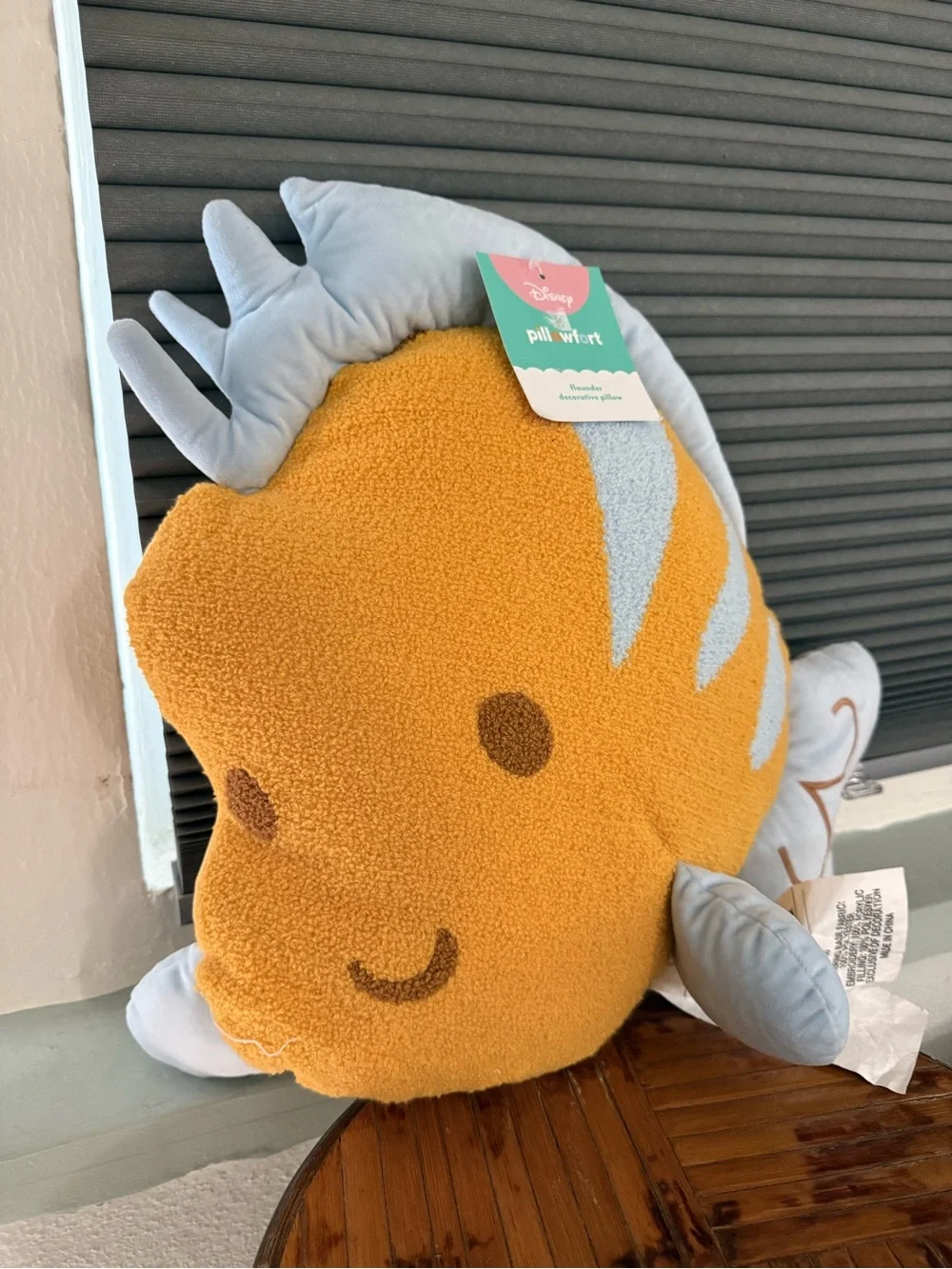 Disney Orange & Light Gray Plush Fish Pillow
